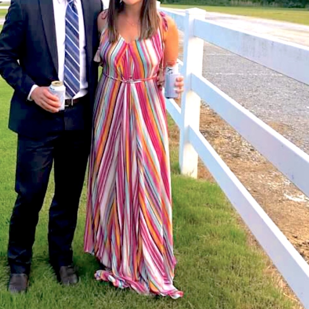 Colorful striped multi-wear maxi dress